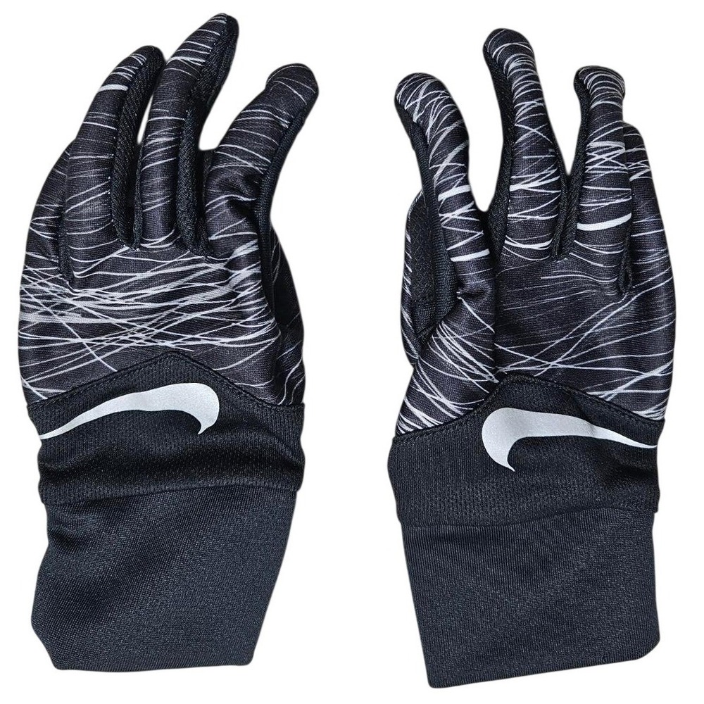 Nike Running Gloves Black White Graphic Print Lightweight NRGE6003SL Mens Small